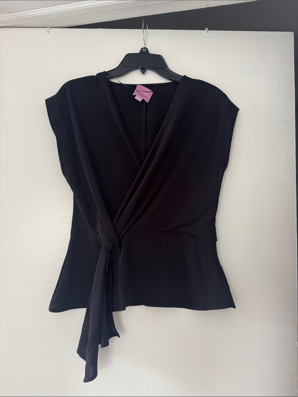 Muse Black Wrap Tie-Front Blouse